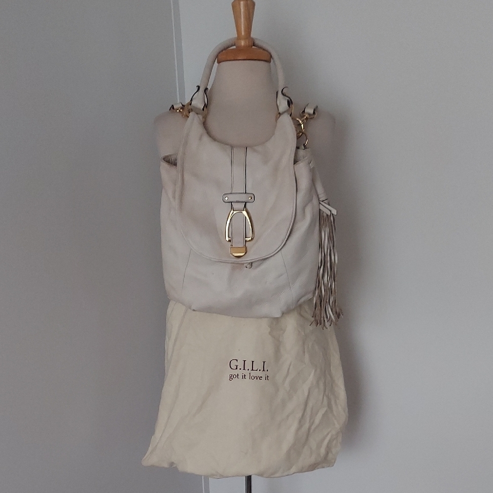G.I.L.I. Beige Backpack with Gold Accents